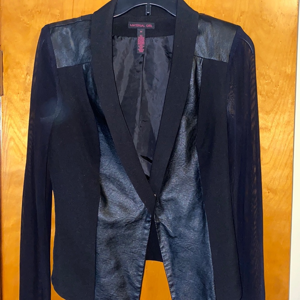 Women’s Mesh/Faux Leather Blazer